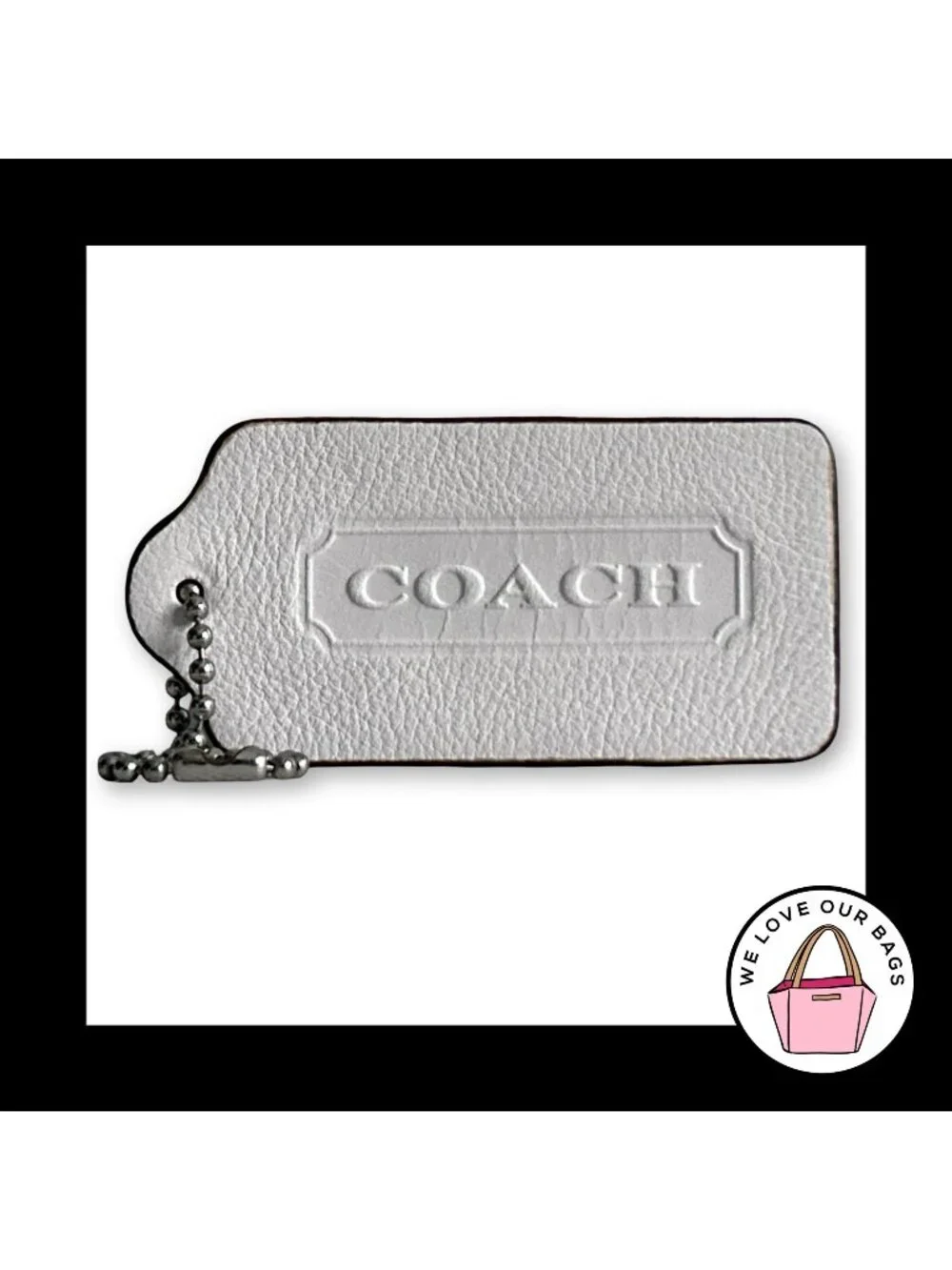 Limited Edition COACH LEGACY Hang Tag White Leather Key Fob Bag Charm Keychain